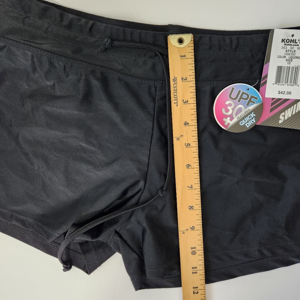 Swim Shorts XeroXposur Black with Panty Liner Size 12  UPF 30 NWT - Picture 6 of 9